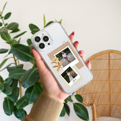 Custom Polaroid Transparent Soft Silicone Phone Case With Two Photo