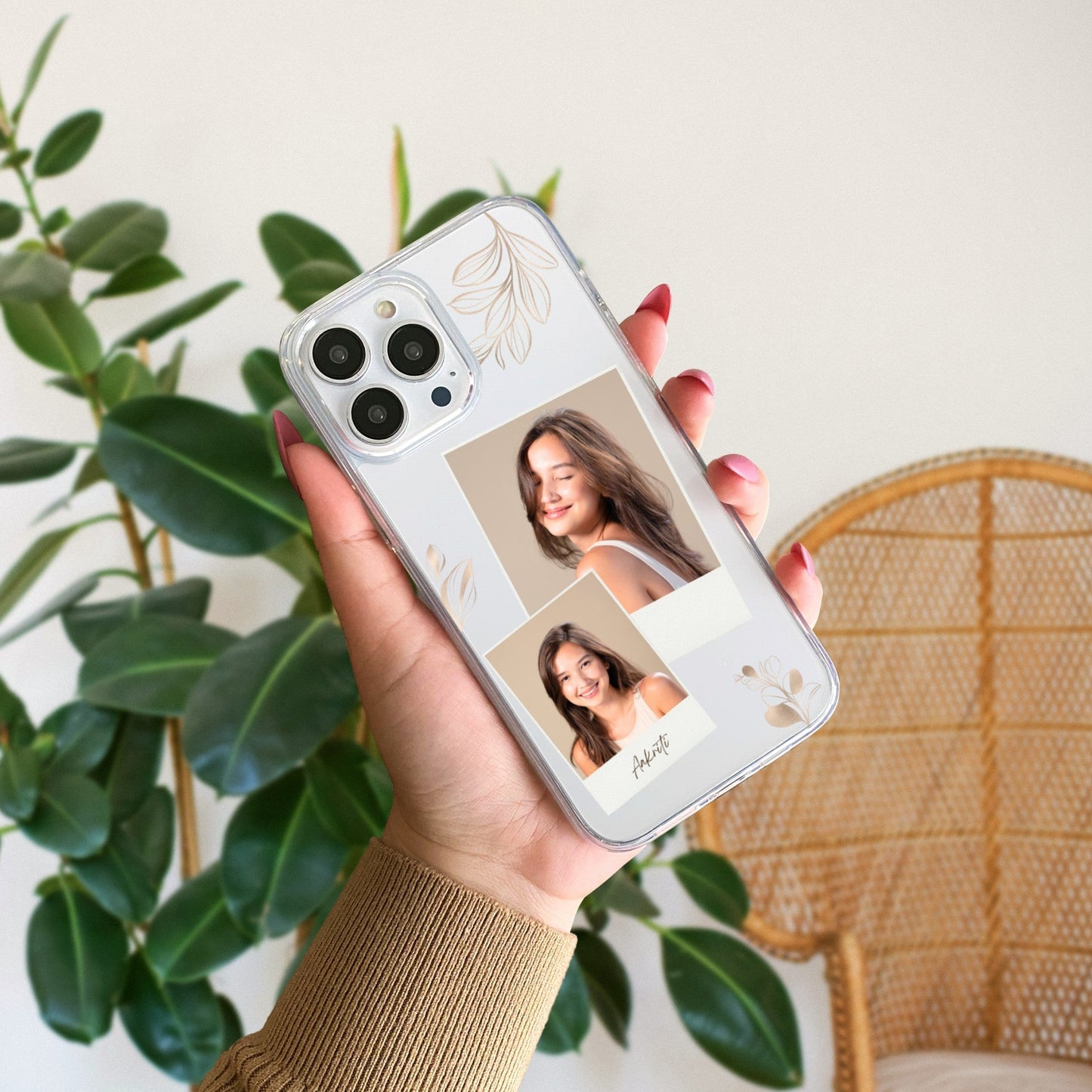 Custom Polaroid Transparent Soft Silicone Phone Case With Two Photo