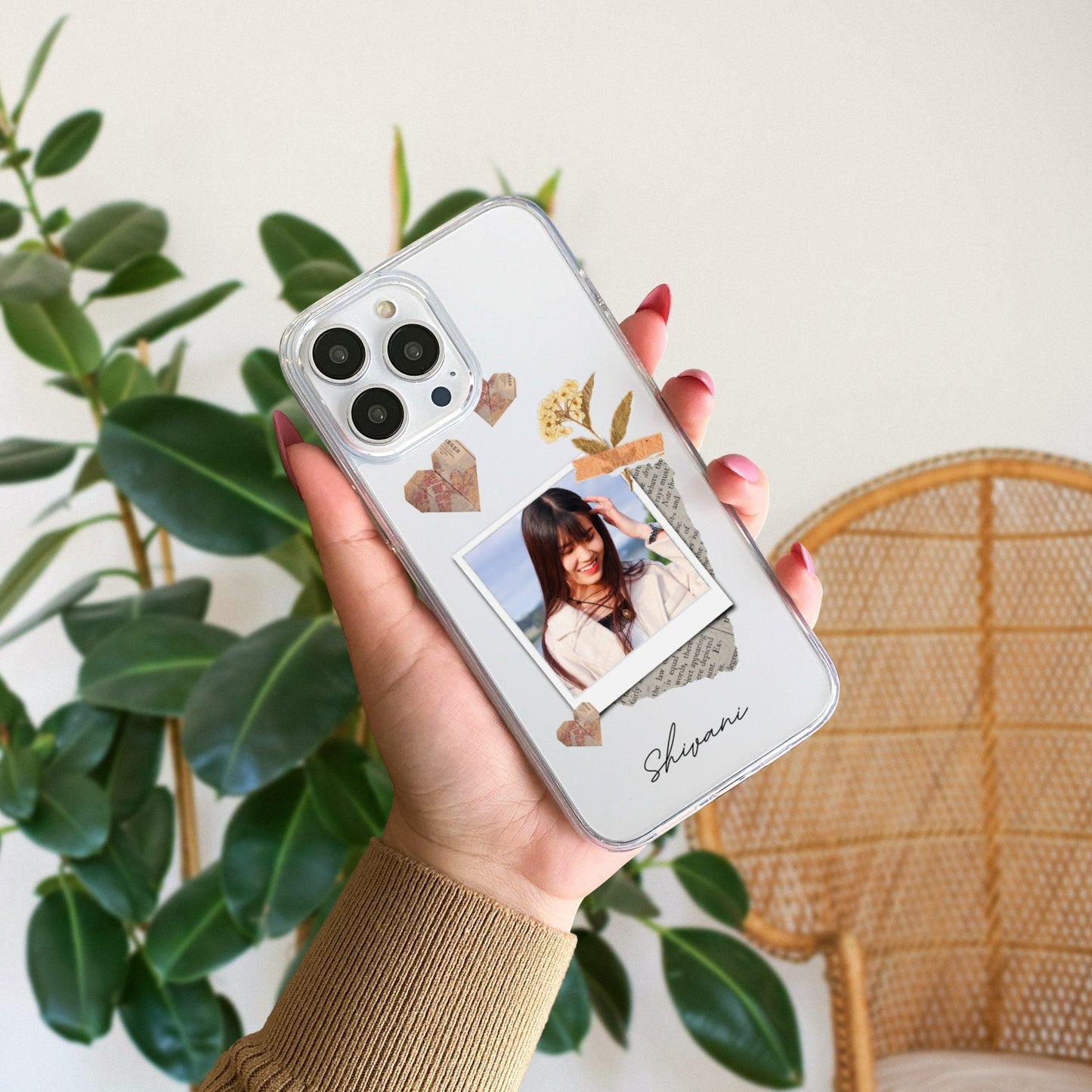 Custom Polaroid Transparent Soft Silicone Phone Case With Two Photo