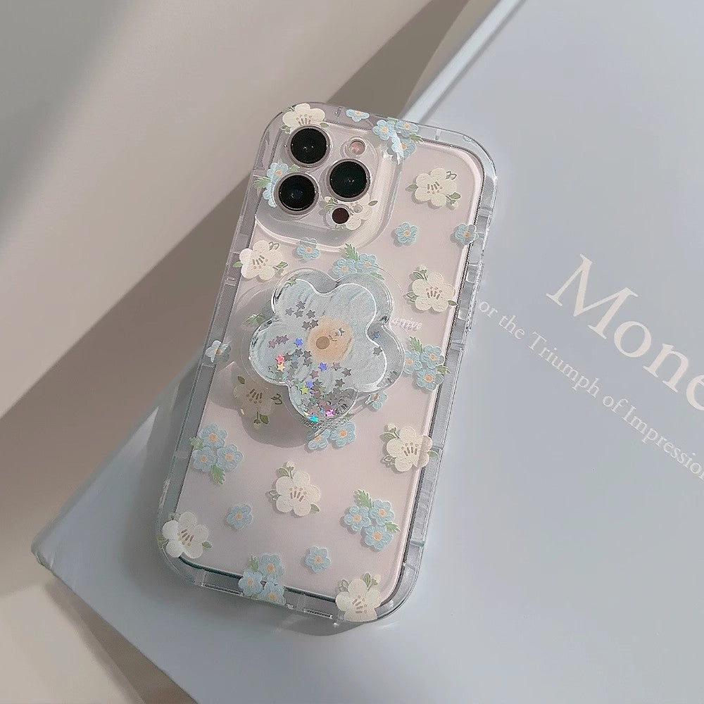 Cute Floral Case with Pop Holder Case & Cover