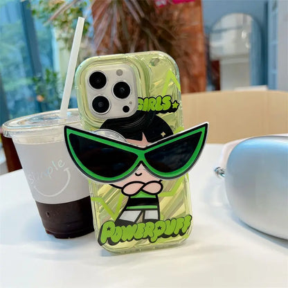 Cute Powerpuff Girls Phone Case With Sunglasses Pop Holder