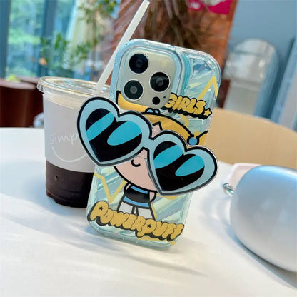 Cute Powerpuff Girls Phone Case With Sunglasses Pop Holder