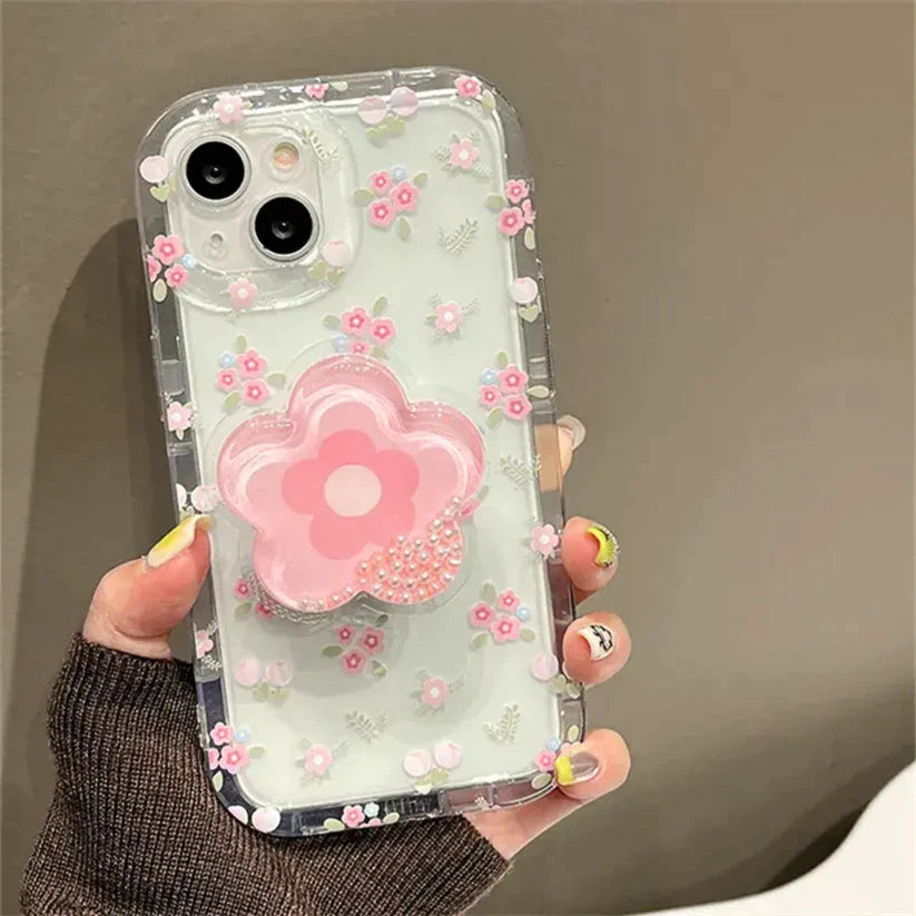 Cute Floral Case with Pop Holder Case