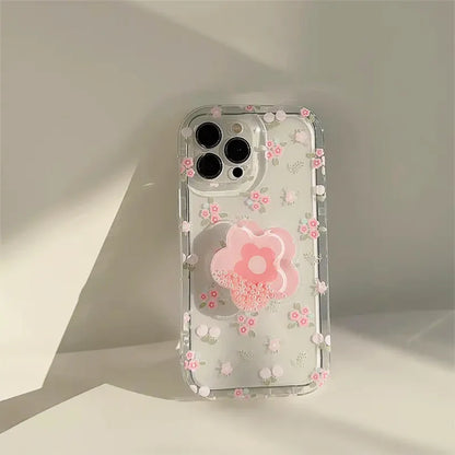 Cute Floral Case with Pop Holder Case