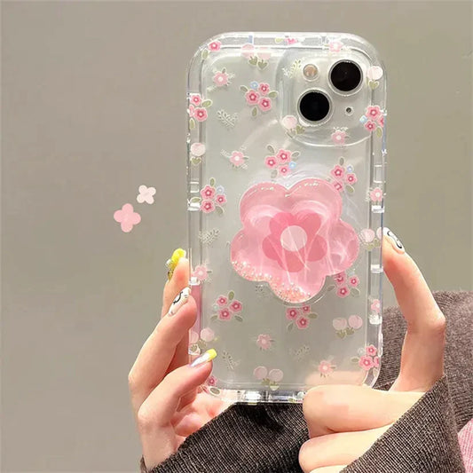 Cute Floral Case with Pop Holder Case